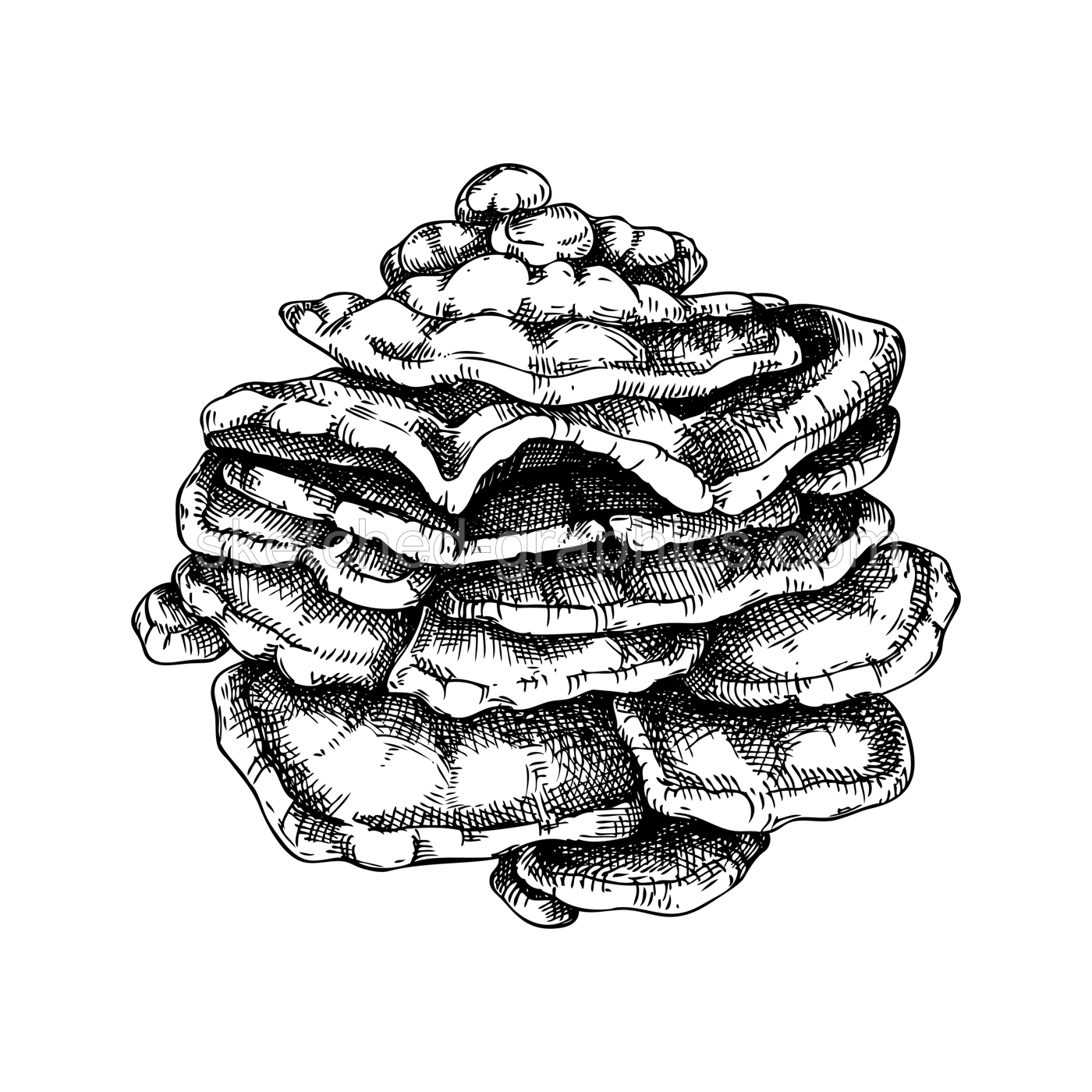 Chicken mushroom sketch. Edible fungus illustration. Fungal protein, mycoprotein source. Sulphur shelf mushroom drawing isolated on white. Healthy food and plant-based meat substitutes design element Illustration